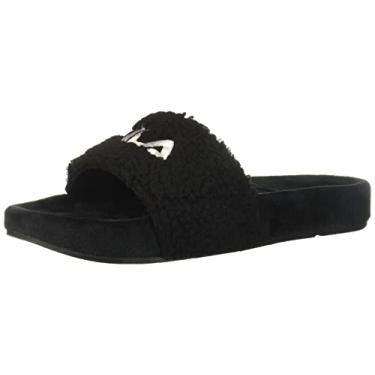 Imagem de Fila Sandália feminina felpuda, Preto/vermelho/branco, 10