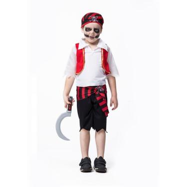 Fantasia de Halloween Pirata Zumbi Adulto Masculino Com Tapa olho em  Promoção na Americanas