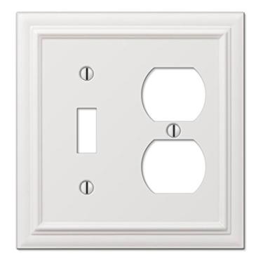 Imagem de Amerelle 94TDW Placa de parede continental, 1 argola/1 duplex, metal fundido, branco, pacote com 1