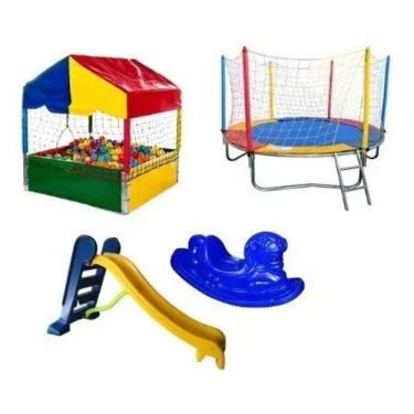 Imagem de Cama Elástica 2,30M + Piscina De Bolinha 1M+ Escorregador M + Cavalinho