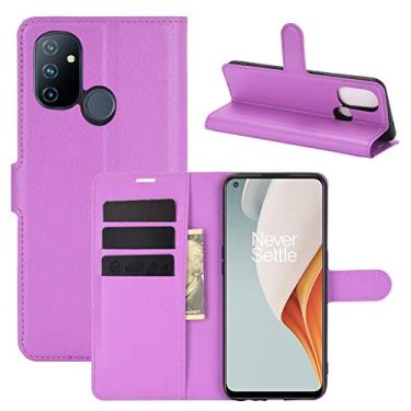 Imagem de YUNCHAO Caixa de telefone Para OnePlus Nord N100 Litchi Texture Horizontal Flip Case Protetora com Slots & Card Slots & Carteira capa para celular