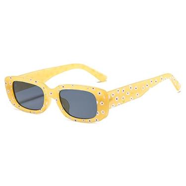 Imagem de Óculos de Sol Retangular Pequenos Femininos Impressão Vintage Designer Quadrado Óculos de Sol Para Homens Óculos Femininos Óculos UV400 Oculus, Amarelo, A