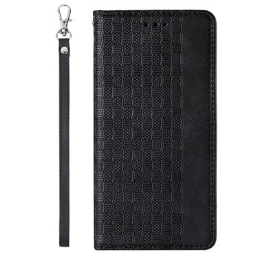 Imagem de YINGDAFENG Capa carteira para iPhone 14 Promax, capa flip de couro PU com compartimentos para cartões e suporte para visualização e proteção da câmera fivela magnética alça de pulso à prova de choque, capa interna de TPU (poliuretano termoplástico) preta