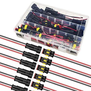 Imagem de Twippo 20 kits conector de 2 pinos conectores de fio à prova d'água 2 pinos conectores elétricos automotivos conectores de fio de desconexão rápida com fio 20 AWG (adequado para 24-18 AWG)