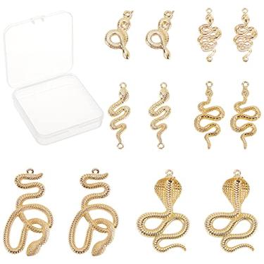 Imagem de SUNNYCLUE 1 caixa 6 estilos de liga de cobra de metal animal cobra padrão pingentes conectores com furo para fazer joias diy colar pulseira brinco suprimentos acessórios, dourado