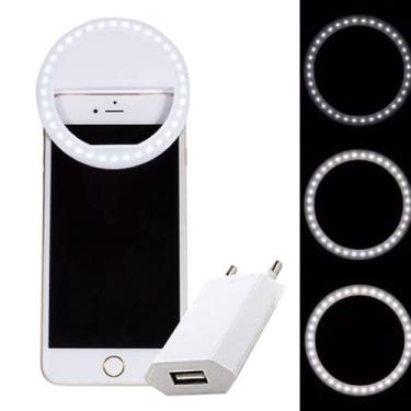 Imagem de Ring Light Luz de Selfie Para Celular + Adaptador para Tomada Branco CBRN08667