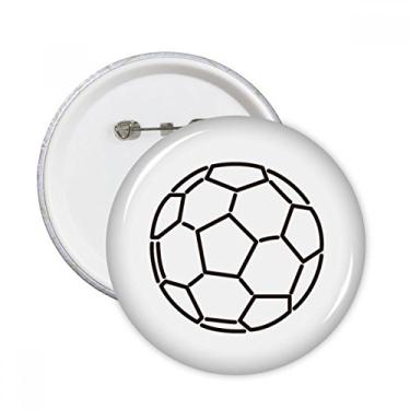 Imagem de Broche redondo branco preto futebol futebol esportes emblema botão decoração 5 peças