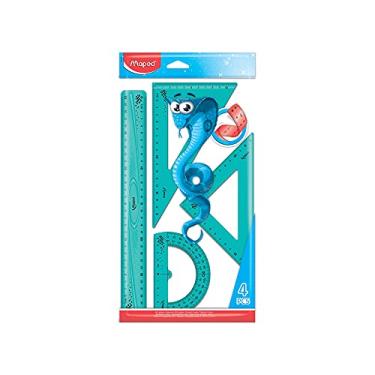 Imagem de Kit Geométrico, Maped, Twist'n Pulse, 1 Régua 30cm, 2 Esquadros 60° e 45° e 1 Transferidor 180°, 981722, Cores Sortidas