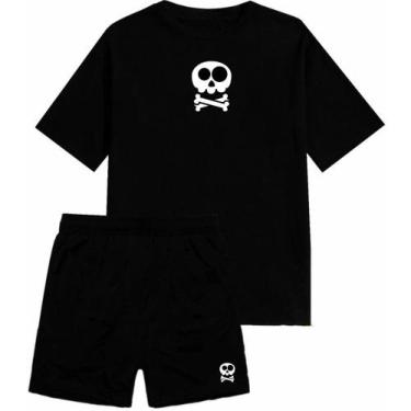 Imagem de Kit Conjunto Masculino Bermuda Tactel Com Bolsos + Camisa Camiseta Alg