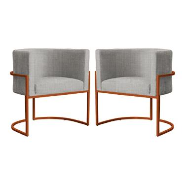 Imagem de Kit 02 Poltronas Luana Base em Bronze Linho Cores - DS Estofados