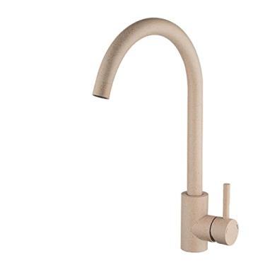 Imagem de Torneiras misturadoras para lavatório de água quente Torneira de cozinha de ouro preto Torneira giratória de aço inoxidável Torneira de cozinha para montagem em deck frio, A1111SD, tamanho ú