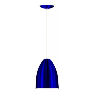 Imagem de Lustre Pendente Luminária Cone De Alumínio Azul Metalico - Marryluz