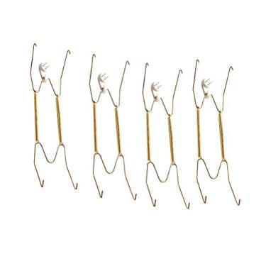 Imagem de OUNONA 4 peças de mola de parede pendurar de metal com revestimento dourado decorativo suporte de pratos com ganchos de 15 cm