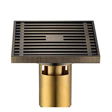 Imagem de Ralo de piso Chuveiro Ralo de piso Verde Bronze Cobre Ralo de piso Desodorante Máquina de lavar roupa Quadrado Alto grau Grande deslocamento Espessamento Ralo antigo afundar