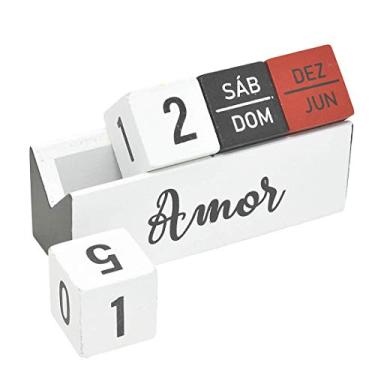 Imagem de Calendário Permanente de Madeira Dia Mês e Semana Amor COR:VERMELHO