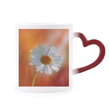 Imagem de Caneca laranja branca escura lindas flores sensível ao calor Caneca vermelha muda de cor