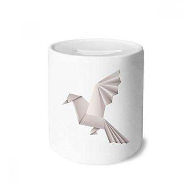 Imagem de DIYthinker Origami abstrato geométrico padrão de pombo caixa de dinheiro caixa de cerâmica porta-moedas presente de cofrinho