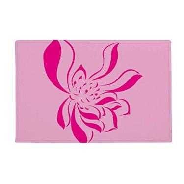 Imagem de DIYthinker Tapete de porta de banheiro com flor de lótus rosa e folha de lótus antiderrapante