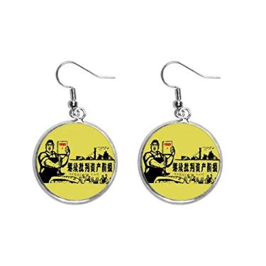 Imagem de Brinco de prata com pingente de orelha vermelha chinesa da Worker Camponesa joia feminina