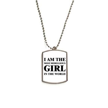 Imagem de DIYthinker Colar de aço inoxidável com pingente para cachorro I Am The Rebellious Girl