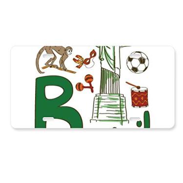 Imagem de DIYthinker Etiqueta de aço inoxidável para decoração de placa de licença com símbolo nacional do Brasil