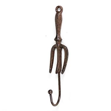 Imagem de GUIPAIHAI Gancho de parede de ferro fundido rústico, detalhes de casa de fazenda feitos à mão, decoração de parede de jardim, suportes de metal para pendurar na parede (cor: garfo)