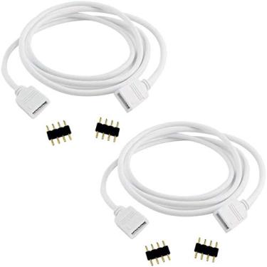Imagem de TronicsPros 2 peças de cabo de extensão RGB de 2,5 m de 2 metros, fita de LED flexível de 4 pinos Fita de LED Fita de LED Fita conector de luz de LED para RGB 5050 3528 2835 Fita de LED flexível com 4 plugues adaptadores macho para macho de 4 pinos