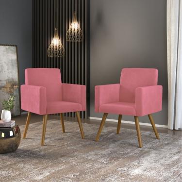 Imagem de Kit 02 Poltronas Cadeira Escritório Recepção Rosa