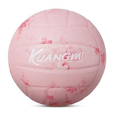 Imagem de Kuangmi Bola de vôlei macia, tamanho oficial 5, para uso interno e externo, para treinamentos esportivos e praia, para iniciantes, adolescentes, adultos (Sakura)