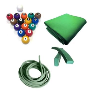 Imagem de 3m Tecido Verde, Jogo De Bola 50mm +borracha Mirim SINUCA