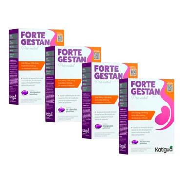 Imagem de Kit 4 Forte Gestan 200mg DHA 40mg EPA Vitaminas Minerais - Pré Natal Fórmula Premium 30 Cápsulas Gelatinosas Katigua