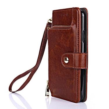 Imagem de Carteira de couro com zíper de luxo para Huawei P30 P20 Pro P10 P9 Plus P8 Lite 2017 mini para Huawei P Smart Plus 2019 capa, marrom escuro, para Huawei P Smart