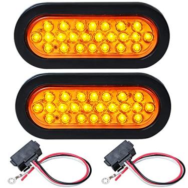 Imagem de Astra Depot 2 x 15,24 cm oval oblongo 24 LED âmbar luz de seta ilhós plugue carga recipiente semi-reboque trator caminhão ônibus caminhões 12 V