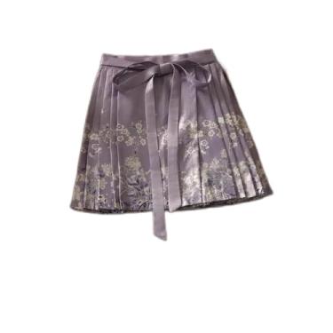 Imagem de MAIFURUN Saia feminina com estampa de paisagem requintada Hanfu Melhorada, cintura alta, slim, evasê, plissada, com cara de cavalo, Saia estampada 22, X-Large
