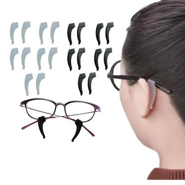 Imagem de Kit com 10 pares de Prendedor de óculos Suporte de óculos antideslizante trava gancho de orelha de silicone (5 Brancos e 5 Pretos)
