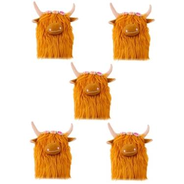 Imagem de UKCOCO 5 Pçs Boneca Iaque Vaca Coisas Animal Vaca Sofá Boneca Highland Gado Brinquedo De Pelúcia Vaca Abraçando Travesseiro Brinquedo De Pelúcia Highland Vaca Brinquedo De Vaca De