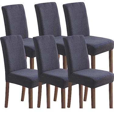 Imagem de Capas para cadeira de jantar, capa protetora de cadeira de jantar de pelúcia macia com encosto alto, lavável e removível, para sala de jantar cozinha hotel (Color : Blue, Size : 6)
