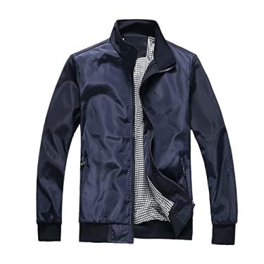 Imagem de Casaco masculino moda simples camuflagem bolso cardigã zíper suéter jaqueta masculina jaquetas e casacos (azul, GG)
