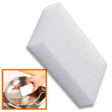 Imagem de Esponja Bucha Mágica Limpeza Material Espuma Branco 9X5,5cm - Dasshaus