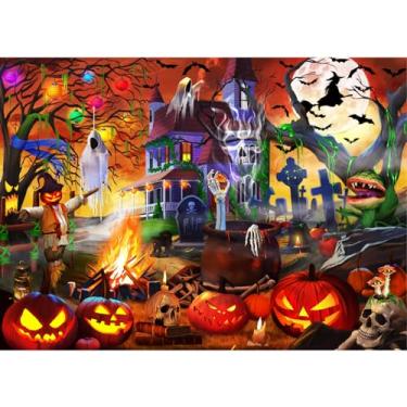 Imagem de Halloween Jigsaw Puzzles for Adults 500 PCS Halloween Puzzles for Decoration, Artwork Family Game Puzzle Gift, Features in Pumpkin, Skeleton, Ghost, Grave, Witch, 26.8 x 19.3 Inch