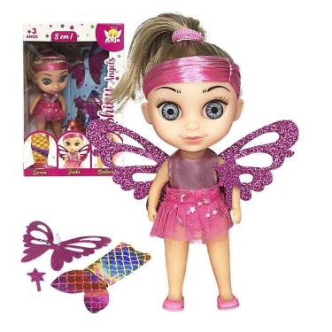 Imagem de Boneca Shiny Angels 3 Em 1 Sereia Fada E Bailarina