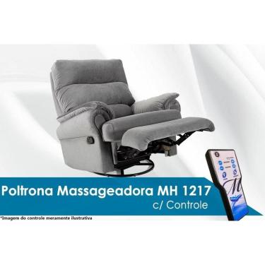 Imagem de Poltrona Reclinável c/Massagem p/ Sala MH 1217 Two Way Suede Cinza - Herval