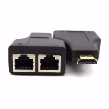 Imagem de Adaptador Extensor HDMI via Cabo de Rede RJ45 CAT5e/6 1080P 3D 30 Metros F3 - JC-EX-RJ45