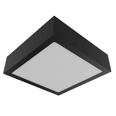 Imagem de Plafon 20x20cm De Sobrepor Aço E Vidro Quadrado Sala, Cozinha, Quarto e Banheiro 1000/20 (Preto Texturizado)