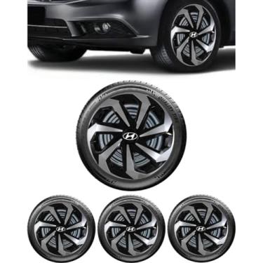 Imagem de Jogo 4 Calotas Esportivas Spider Preto/Prata aro 14 HYUND Hb20 Hatch Hb20S Sedan