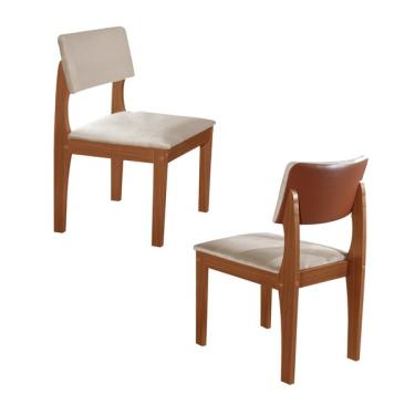 Imagem de Kit 2 Cadeiras Para Sala De Jantar Turim Castanho Cinamomo/cr