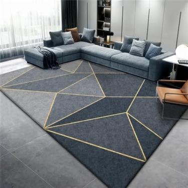 Imagem de Tapete geométrico cinza, material de veludo, quarto, cama, casa, sala de estar, sofá, estudo, vestiário, tapete decorativo, amarelo, 1400mm × 2000mm