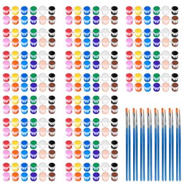 Imagem de Conjunto de 20 tintas laváveis para artes e ofícios infantis, 280 peças de conjuntos de tinta aquarela guache de 12 cores para materiais de pintura de sala de aula de festa, 10 pares de pincéis planos