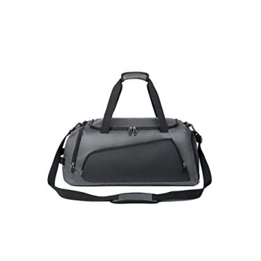 Imagem de CORIOS Bolsa esportiva de viagem masculina Oxford bolsa esportiva grande bolsa de ginástica bolsa de ombro para mulheres bolsa de ombro para noite, Cinza e verde, L