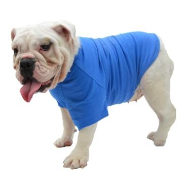 Imagem de Lovelonglong 2019 Trajes de animal de estimação Roupas de cachorro roupas em branco Camisetas para cães grandes médios pequenos 100% algodão 18 coresLovelonglong B-L (for Bulldog -40lbs) azul